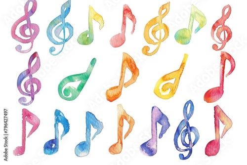 Watercolor set of musical notes. Perfect for music-related projects