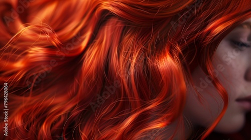 Close up red hair wave