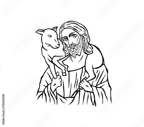 Jesus the Good Shepherd, art vector design