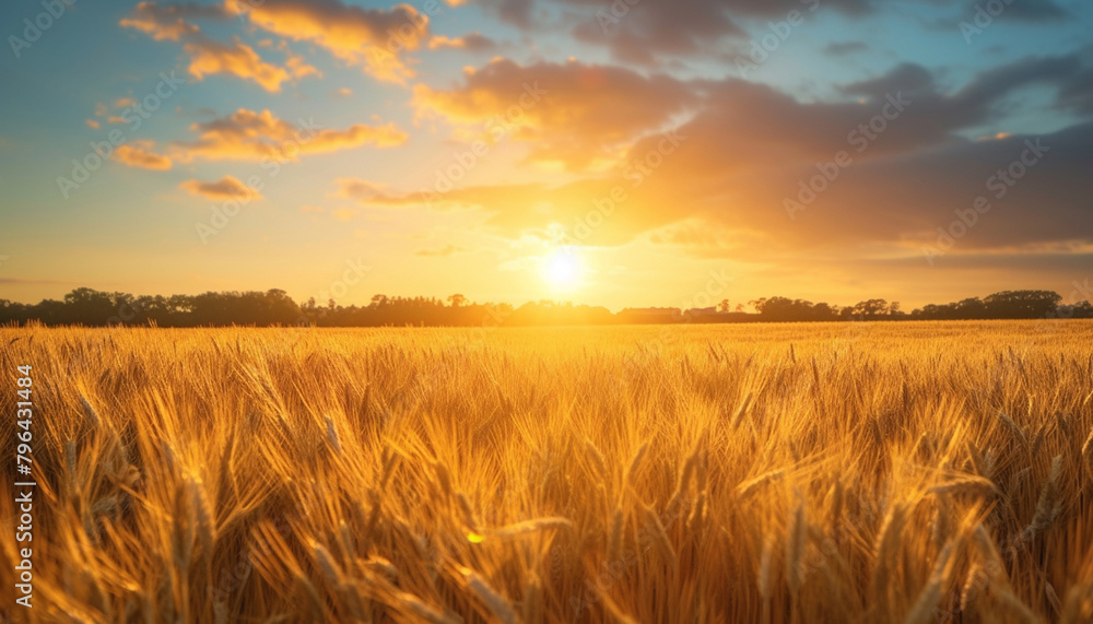 wheat field at sunset