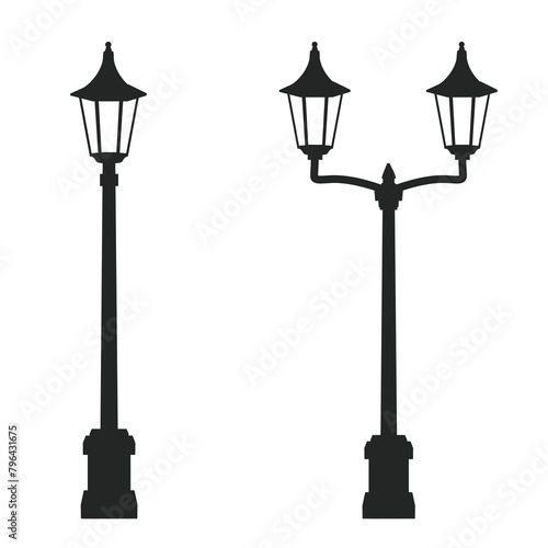 Outdoor Street lamps Isolated on White Background