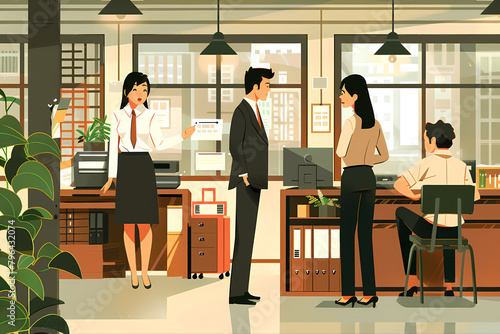 Illustration of the interviewer interviewing the candidate photo