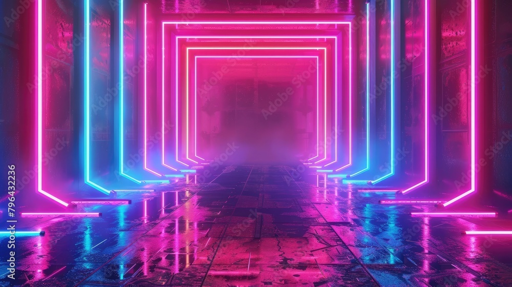 Retro wave style background with pink and blue neon lights Retro wave style background with pink and blue neon lights