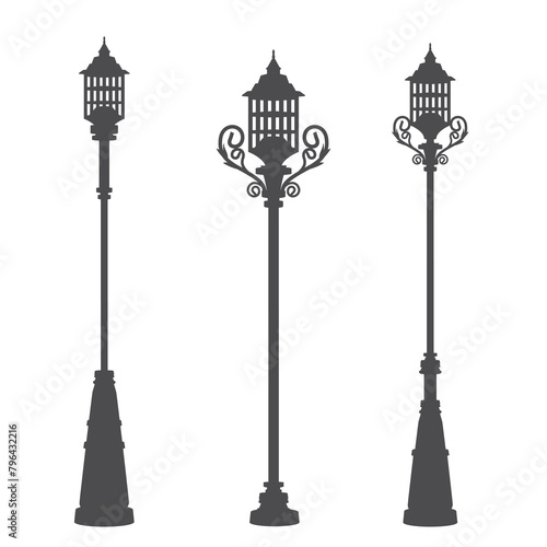 Outdoor Street lamps Isolated on White Background