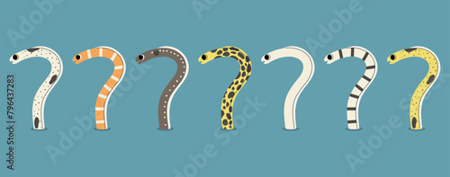 Garden eel 2 cute on a blue background, vector illustration.