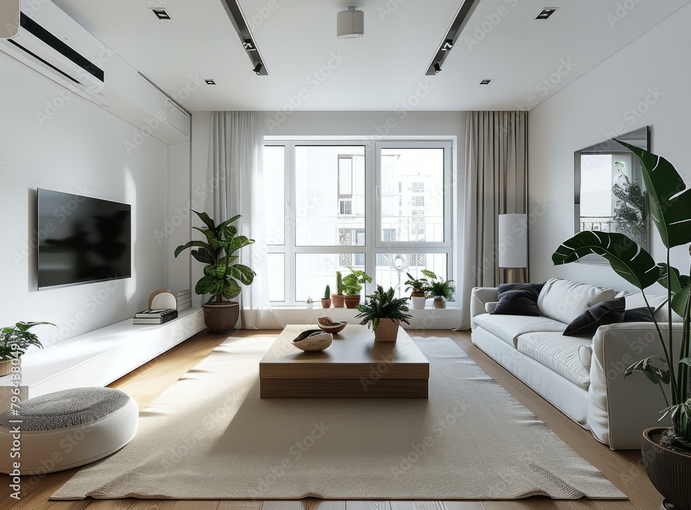 Fototapeta premium b'Bright and Airy Living Room With Plants'
