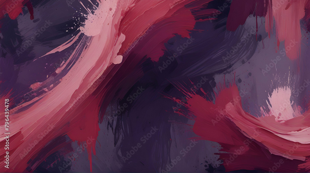 thick pink and purple acrylic oil paint brush stroke on transparent png background isolated, Generative.AI
