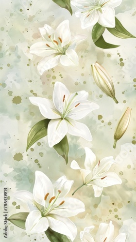 Cute white tiny lily flower backgrounds blossom.