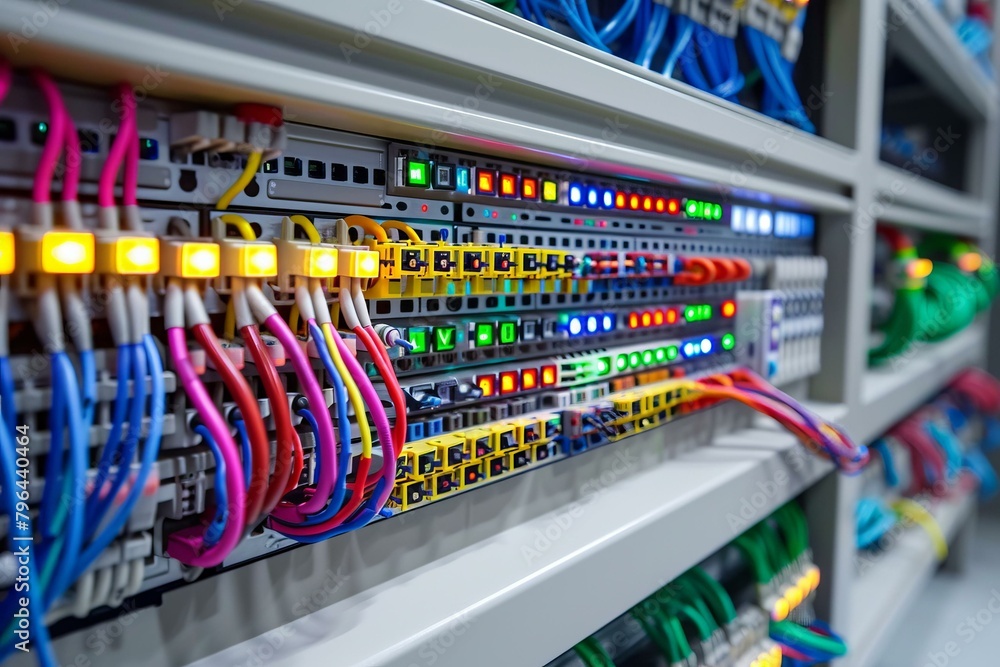 b'A close up of a telecommunications network' b'A close up of a telecommunications network'