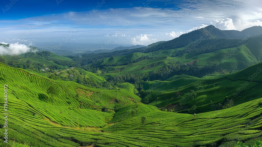 b'lush green tea plantations in munnar'