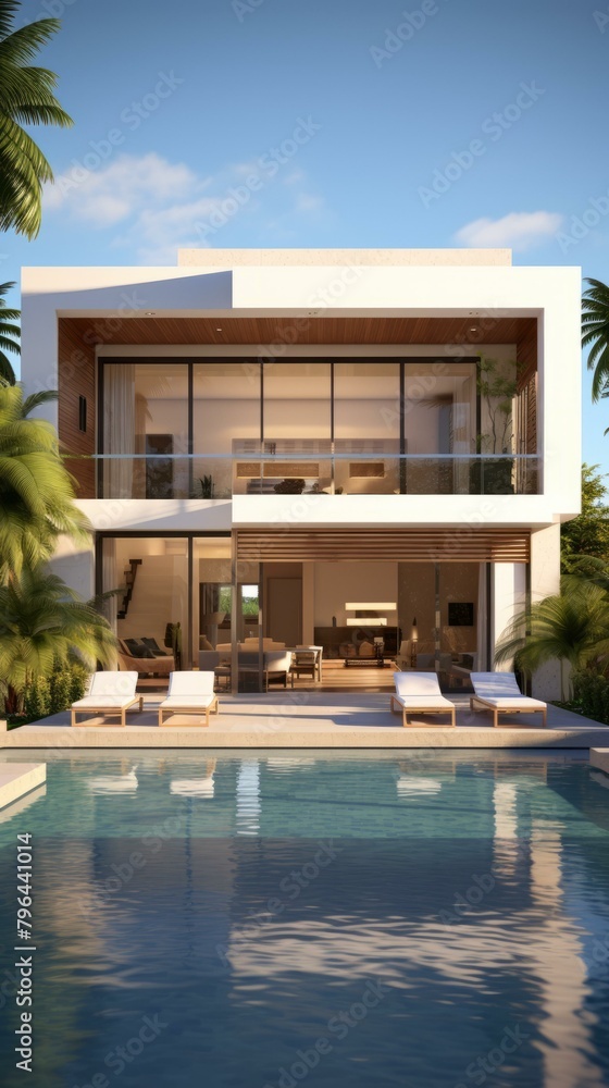 b'Modern Minimalist House Design with Pool'