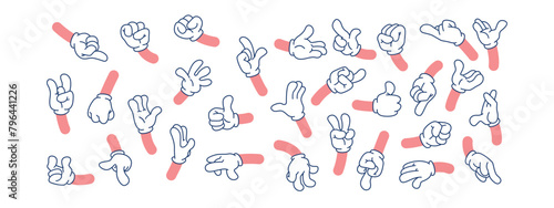 Set of cartoon hands in retro style.