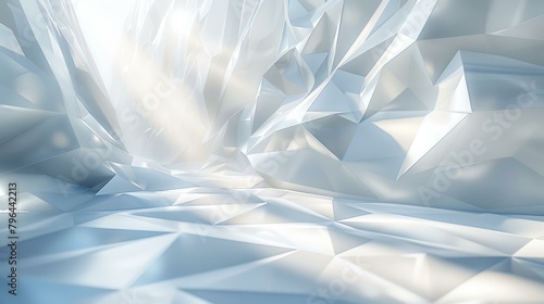 b'3D illustration of a white crystal cave'