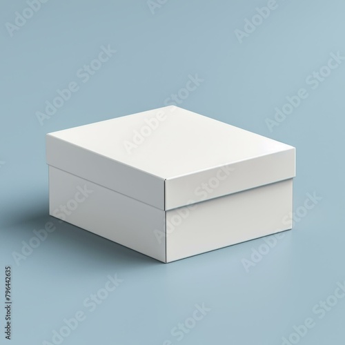 b'3d rendering of a white cardboard box on a blue background'