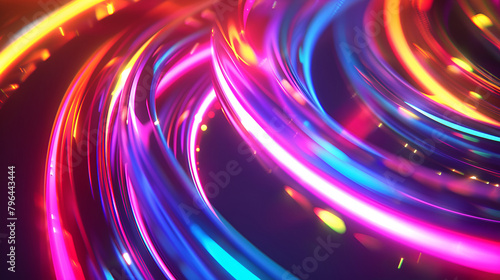 An impressionist 3d illustration of colorful rainbow strokes forming high art destiny turns and loops in the black background, They reflect an unexpected state of mind of a top grade artist