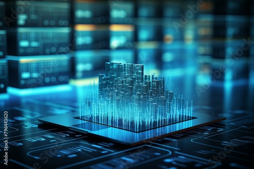 Wallpaper Mural b'A digital representation of a city skyline made of blue light' Torontodigital.ca