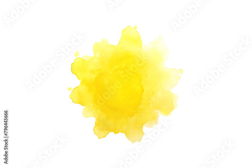 Yellow Watercolor Splash Isolated On Transparent Background. Abstract Watercolor Splash. 