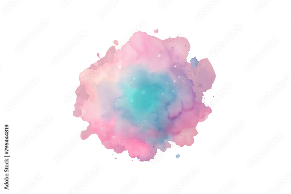 Gradient Watercolor Splash Isolated On Transparent Background. Abstract Watercolor Splash
