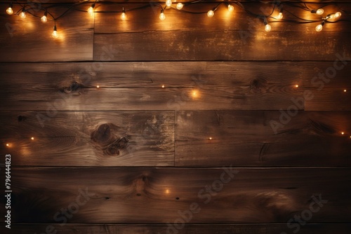 b'Glowing lights on a wooden background'