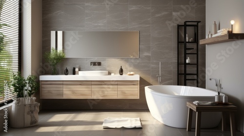 b Bathroom interior with natural elements 