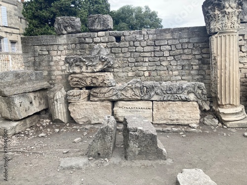 Ancient Roman architecture Emperor Augustus amphitheatre 1 century BC  Arles, France UNESCO World Heritage archaeological site
 photo