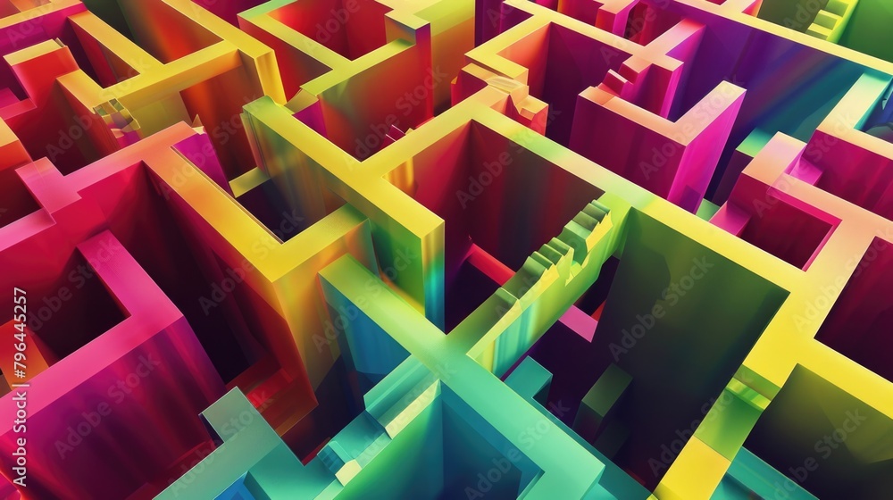 Colorful 3D labyrinth of cubes and squares. Colorful 3D labyrinth of cubes and squares.