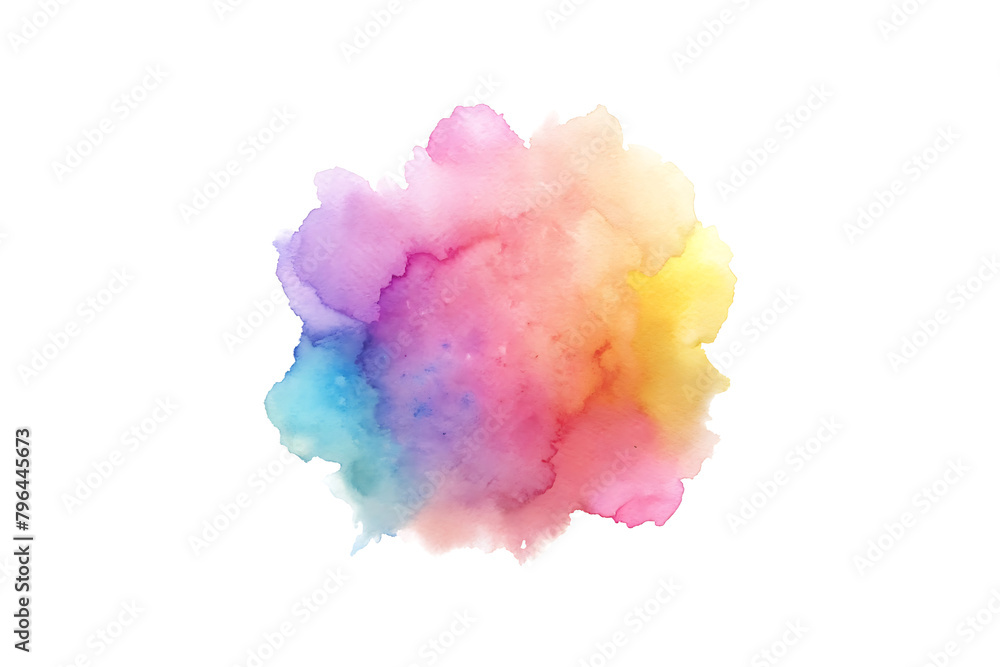 Vibrant Gradient Watercolor Splash Isolated On Transparent Background. Abstract Watercolor Splash.
