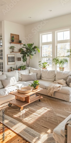 b'Bright and Airy Living Room With Lots of Plants' © Adobe Contributor