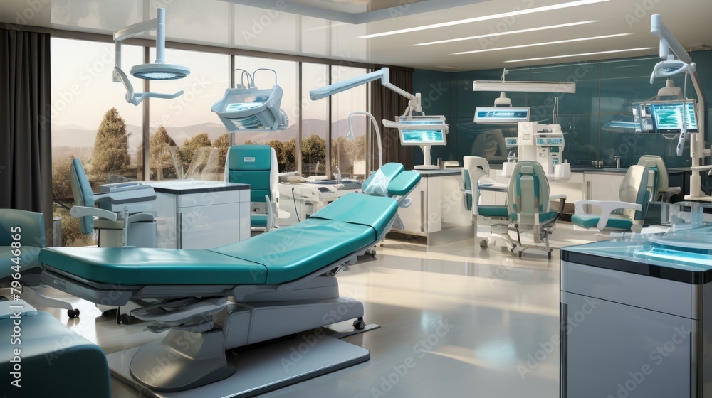 Fototapeta premium b'The interior of a modern dental clinic with a stunning view'