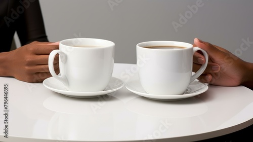 b'Two people having coffee together'