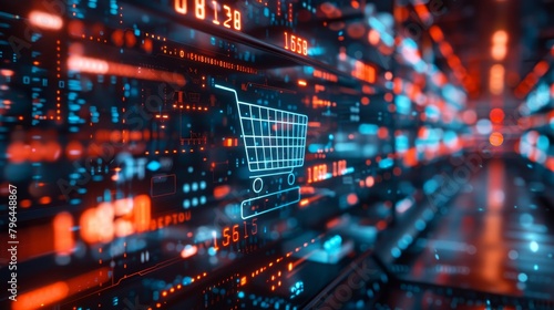 E-commerce: An image of a digital screen displaying real-time sales data and analytics for an e-commerce business © MAY