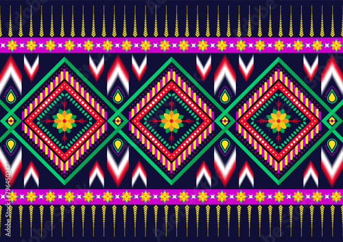 Ethnic tribal fabric pattern colorful vintage style. Use for ceramic, carpet, clothing, print, batik, wallpaper. Vector graphic pattern design.