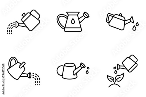 Gardening vector icon set, watering symbol. Modern, vector illustration on white background