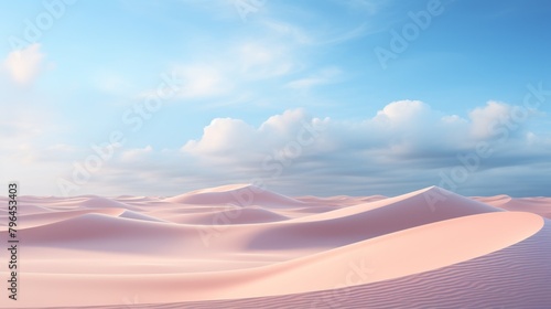 Pink desert with blue sky and white clouds