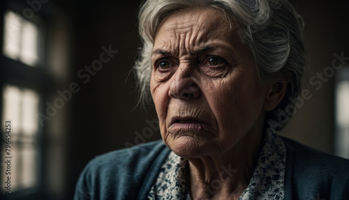 Portrait of a very angry older woman photo