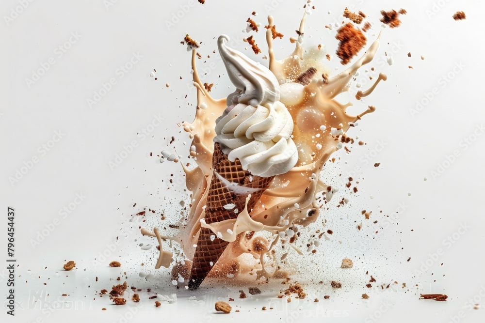 Obraz premium delicious ice cream explosion, png, cut out, cutout, cut-out
