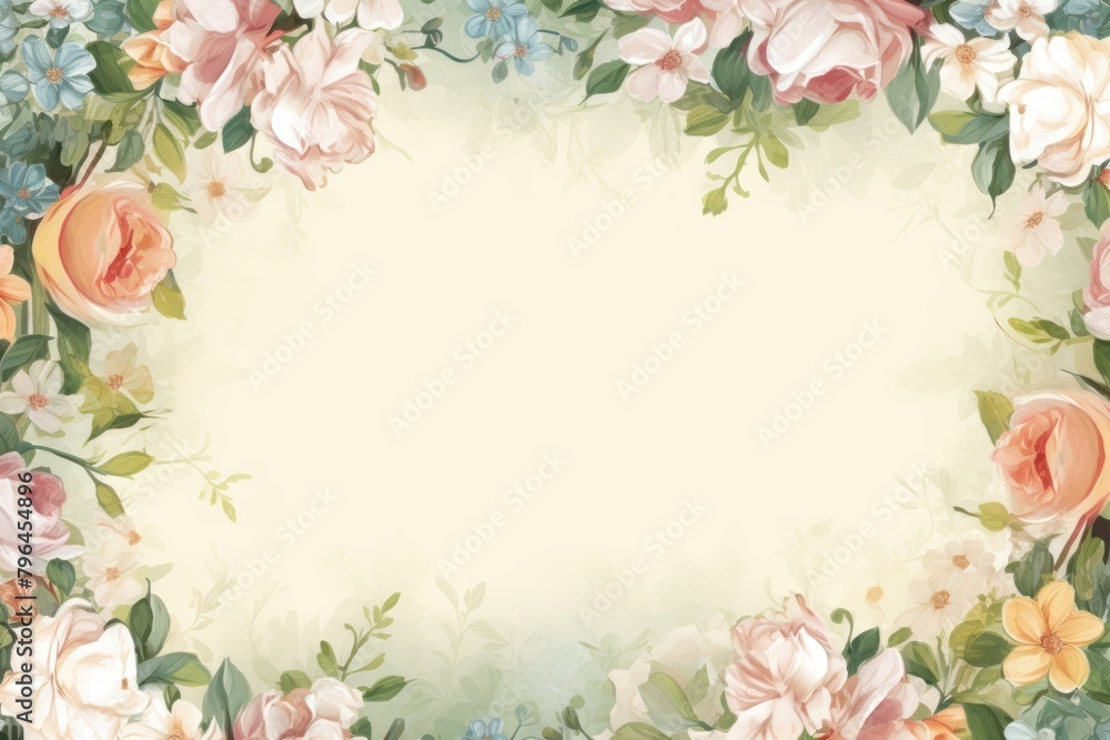 Fototapeta premium Flower frame backgrounds painting pattern.