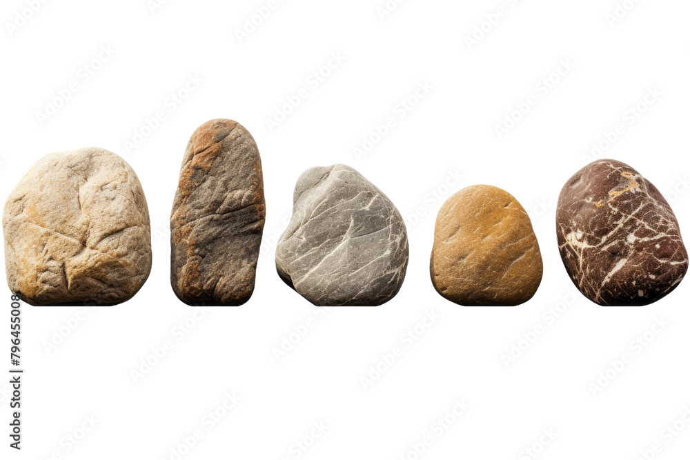 Obraz premium Spectrum Stones: A Vibrant Display. On a White or Clear Surface PNG Transparent Background.