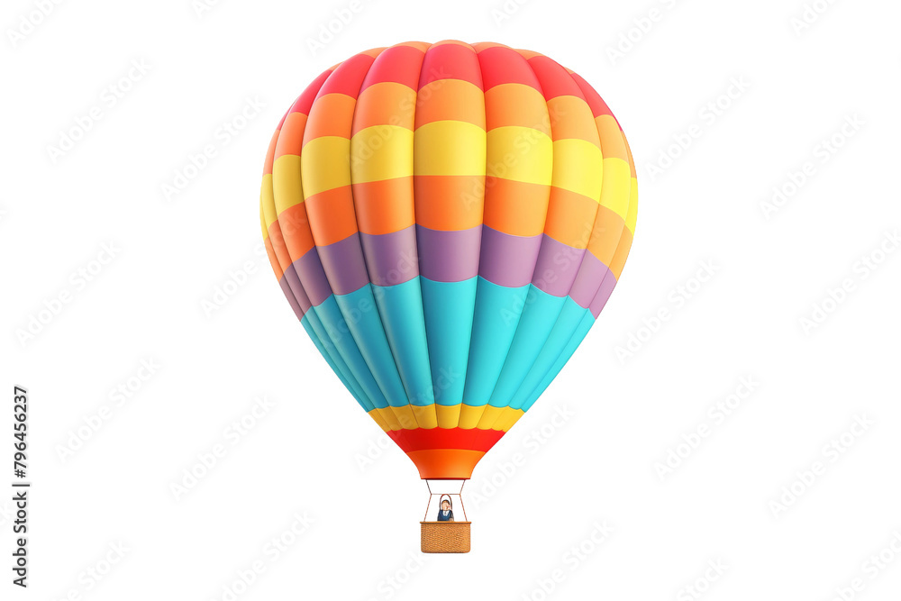 Obraz premium A Vibrant Journey: Majestic Hot Air Balloon Soaring in the Sky. On a White or Clear Surface PNG Transparent Background.