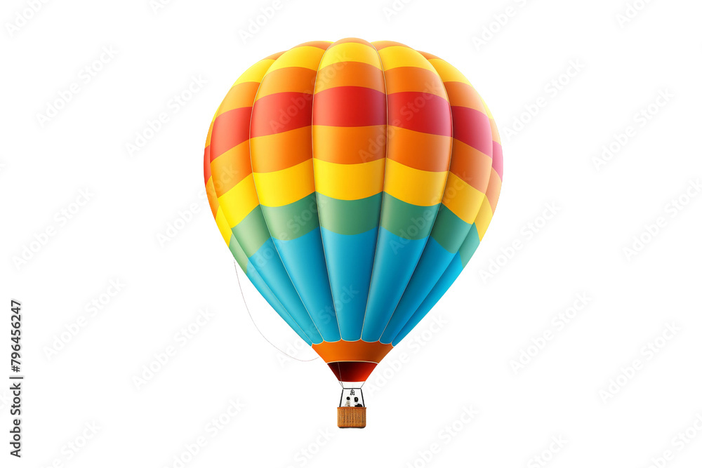 Naklejka premium The Majestic Dance of a Multicolored Hot Air Balloon. On a White or Clear Surface PNG Transparent Background.