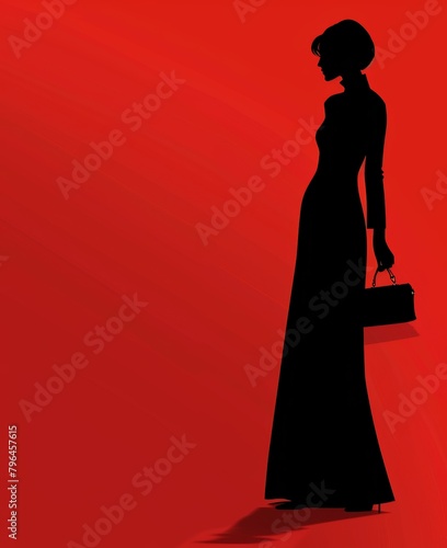 Wedding fashion illustration with woman silhouette, vector eps 10