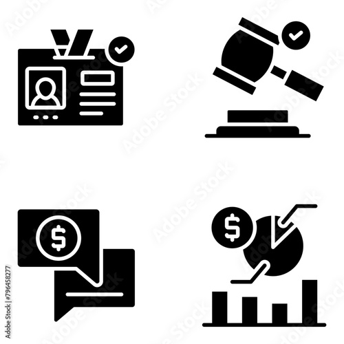 Set of Business and Data Solid Icons 

