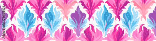 A seamless pattern with a pink and blue floral motif.