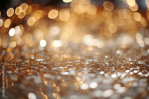 b'Golden glitter background with blurred lights' photo