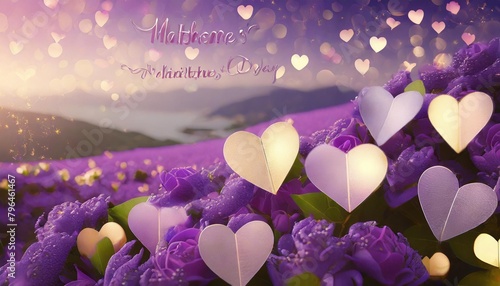 abstract purple and lilac background with hearts concept mother s day valentine s day birthday christmas photo