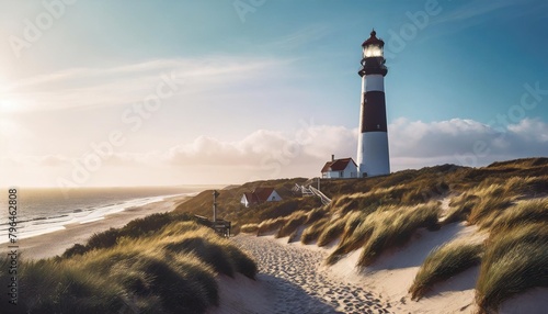 lighthouse at the dune beach sylt schleswig holstein photo