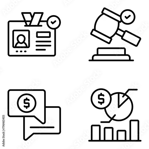 Set of Business and Data Linear Icons 

