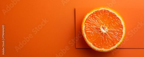 Orange paper minimalistic presentation background. Top view  flat lay with copy space for text 