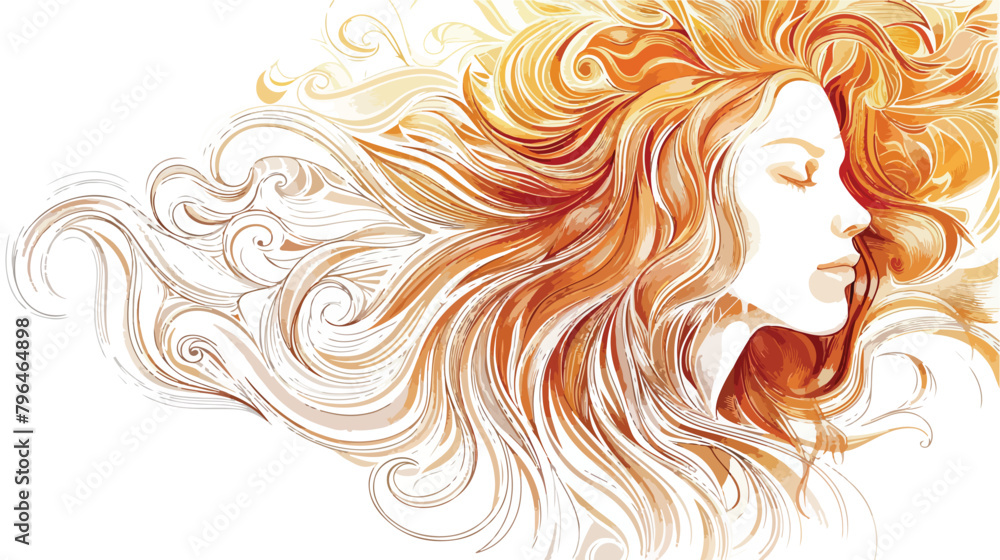 Illustration of Leo astrological sign as a beautiful