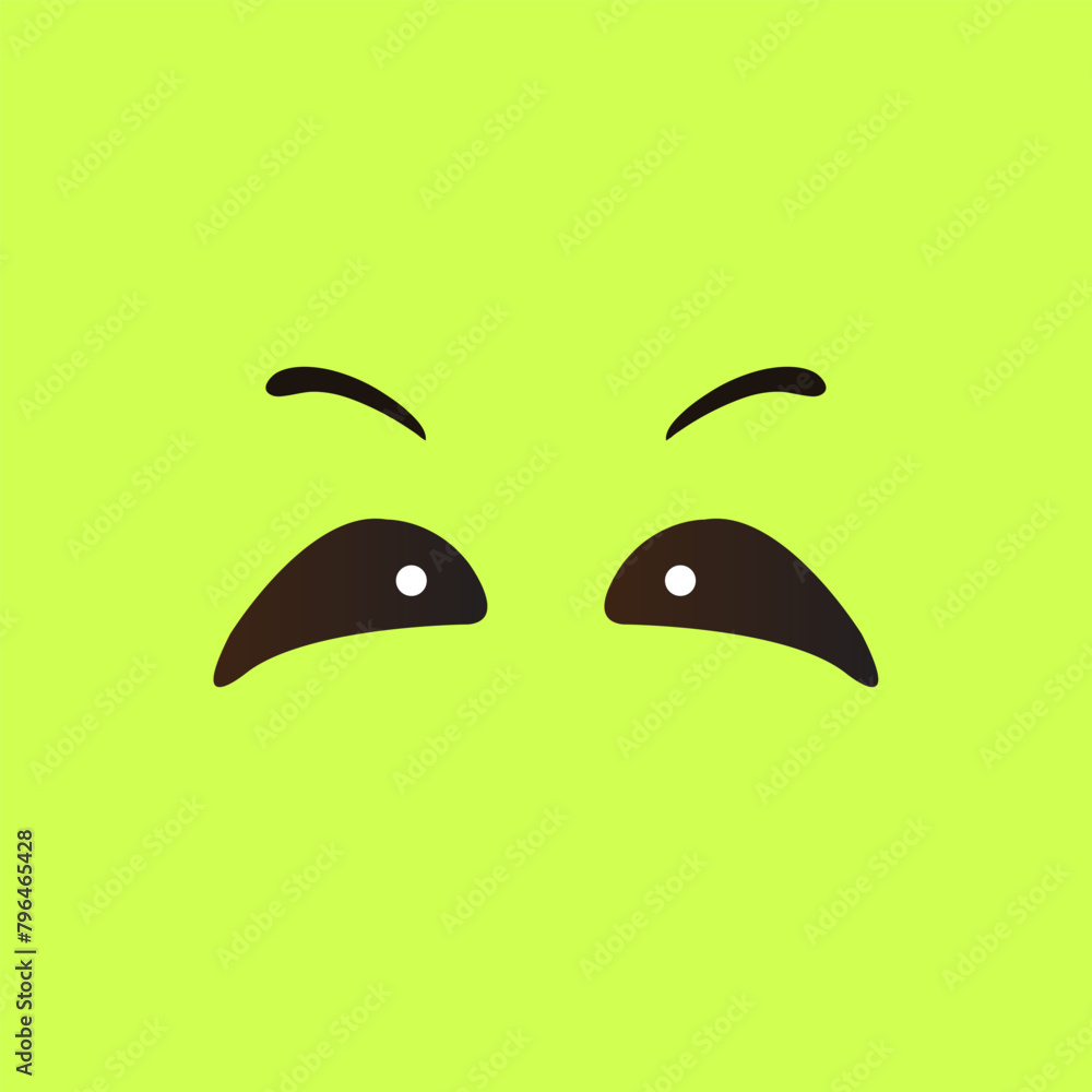 Cartoon black angry eyes. Human, or animal eyes expression. Eyes and brows. Vector isolated illustration on green background. Cartoon black angry eyes. Human, or animal eyes expression. Eyes and brows. Vector isolated illustration on green background.